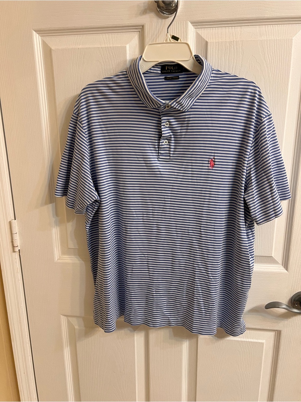 Polo by Ralph Lauren Blue & White Striped Cotton Polo Shirt